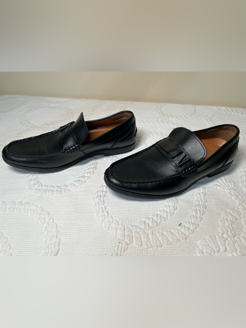 Kenneth Cole Reaction Men's Black Leather Slip-On Loafers - Size 8